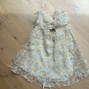 Lucy in the Sky Floral Shimmer Cutout BabyDoll Dress